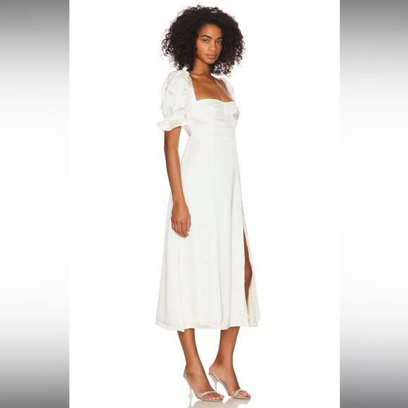 🎉LAST PIECE 🎉WE WORE WHAT Poplin Puff Sleeve Midi Dress - Picture 3 of 11